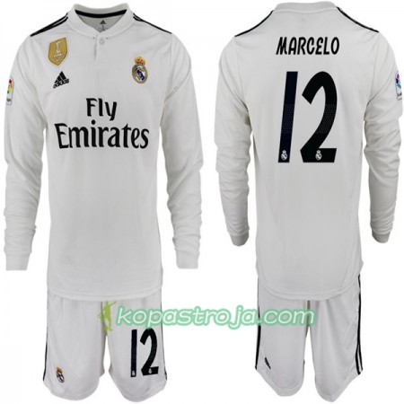 Billiga Fotbollströjor Real Madrid MARCELO 12 Barn Hemma tröja 2018/19 Långärmad